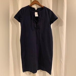 J. Crew Women's Dark Blue Short Sleeve Criss Cross Tie‎ Shift Dress Size S NWT